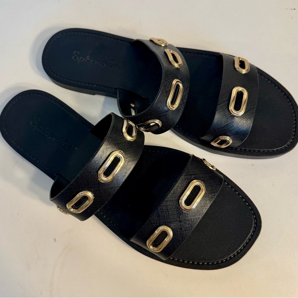 Splendid Linda Grommet Black Slide Sandals